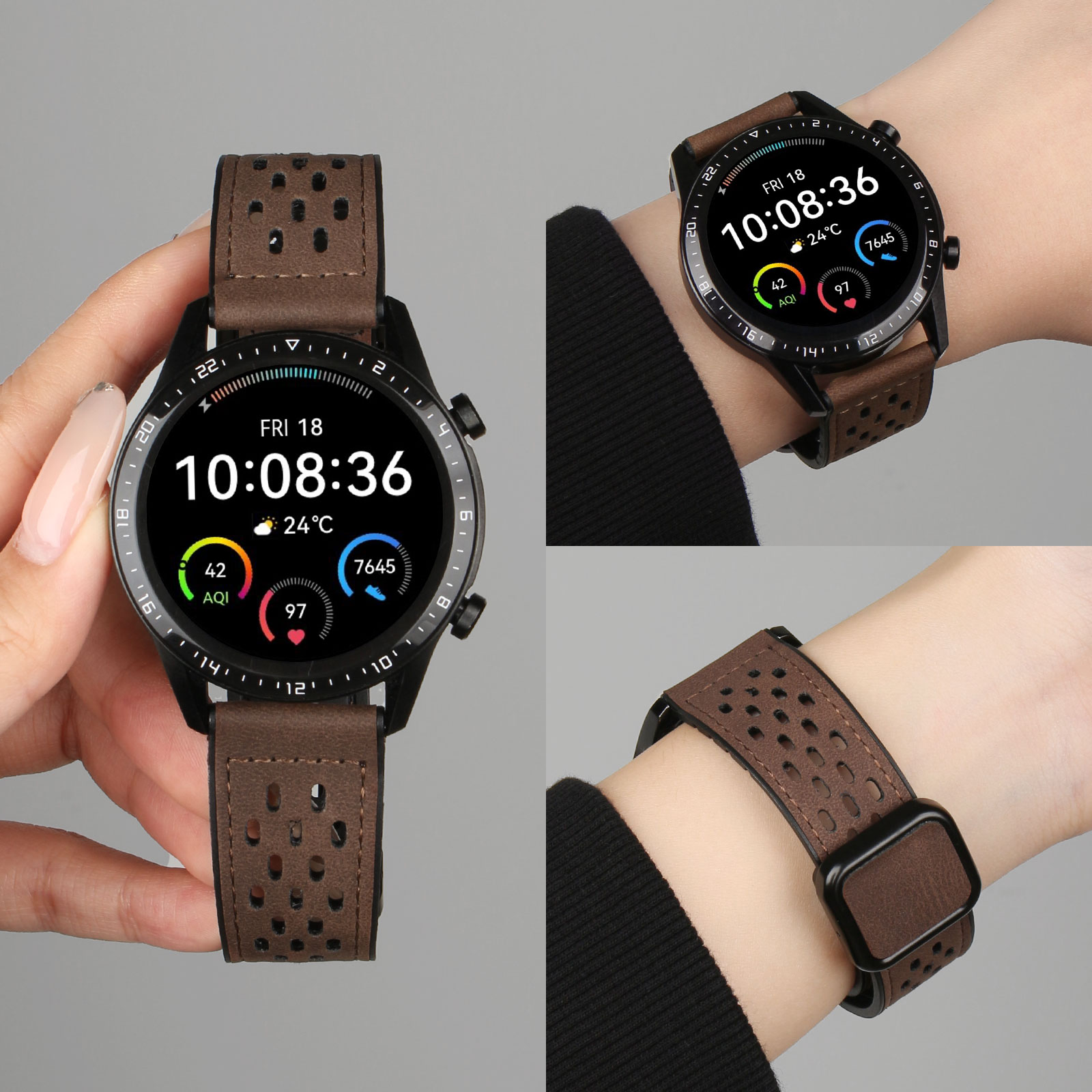 学长家创意网洞疯马皮表带秋冬男