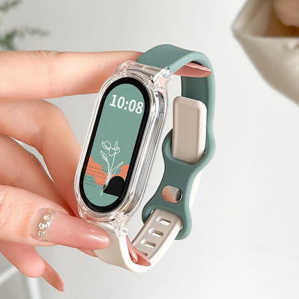 适用新品小米手环10/9表带链8nfc版夏季7新款6撞色硅胶5手腕带4小众女生3小米智能运动手环九八七六代替换带