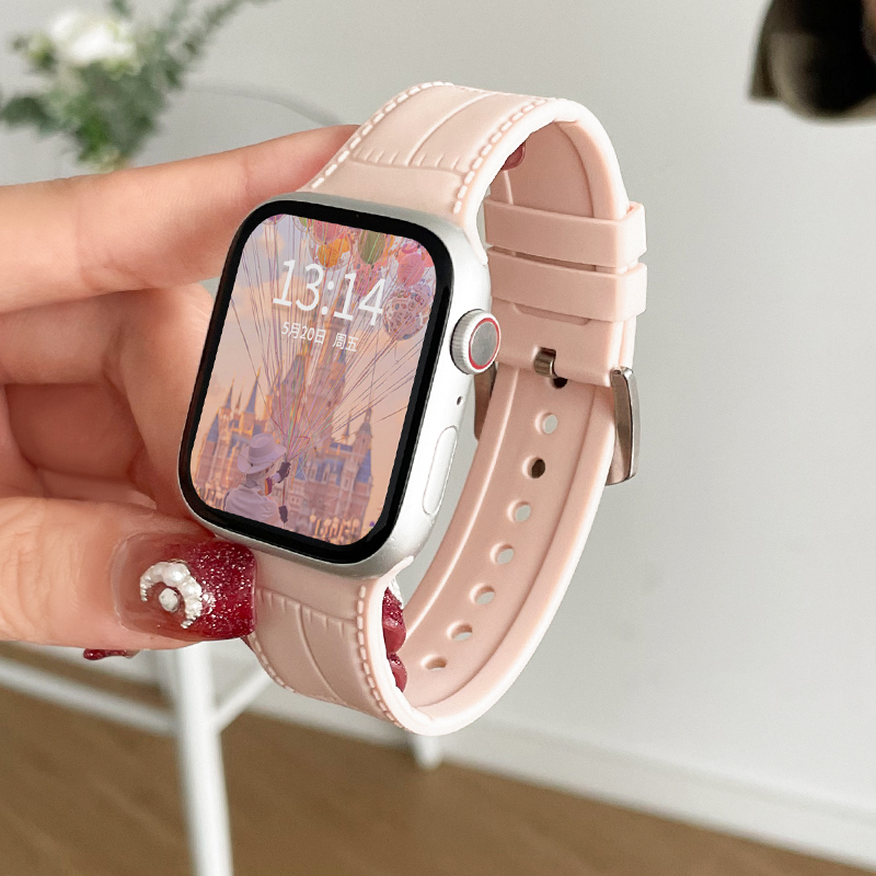 学长家适用iwatch硅胶竹节纹表带