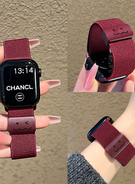 适用小米手环9pro手表带链尼龙磁吸8pro版手腕带7女生编织红米redmiwatch6的表链新品智能运动watch5九代夏天