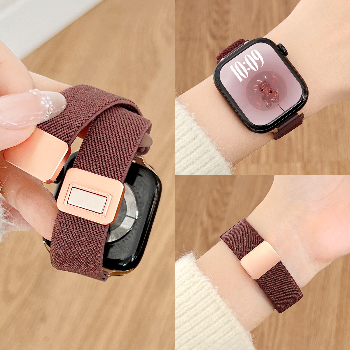 适用华为watch fit4手表带5编织磁吸watchfit3新款智能运动手表链4pro手带女款高级感2手环腕带1专用女士秋冬