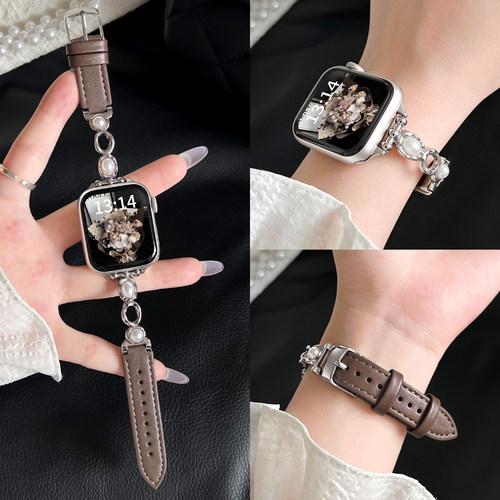 学长家高级感水滴珍珠间皮表带女