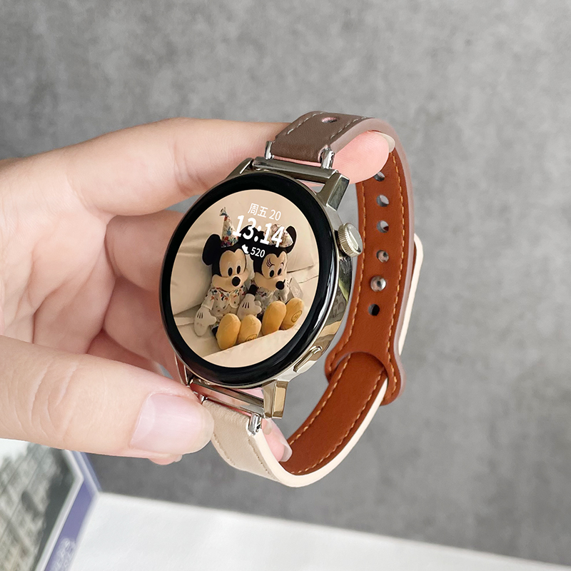 适用华为gt3新款皮质撞色表带