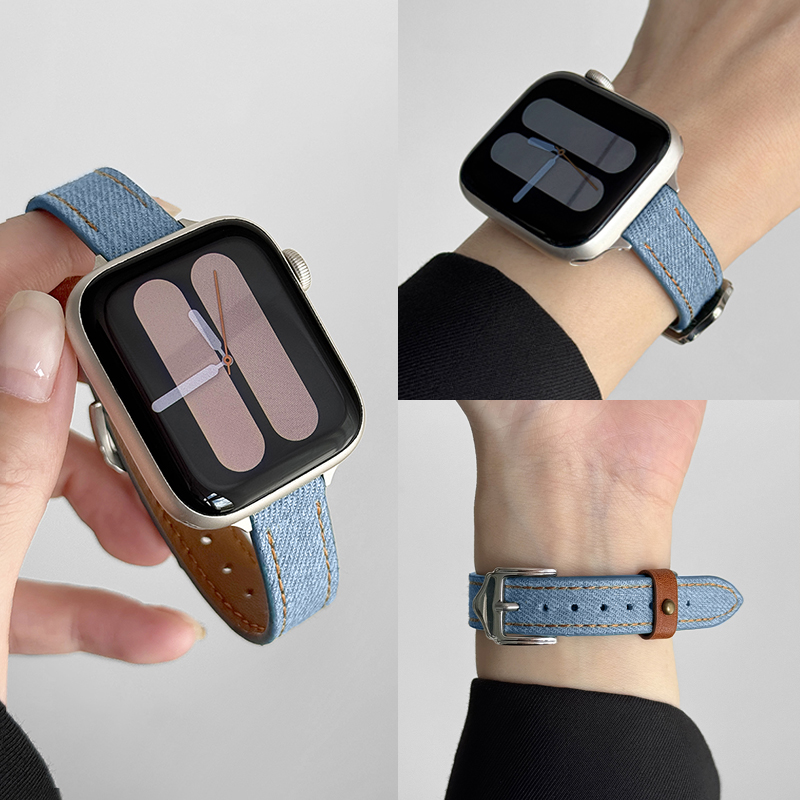 学长家创意铆钉牛仔表带秋冬女生