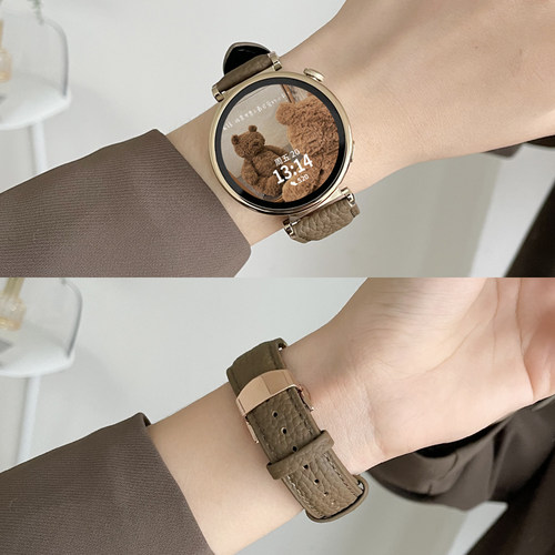 学长家真皮荔枝纹蝴蝶扣表带