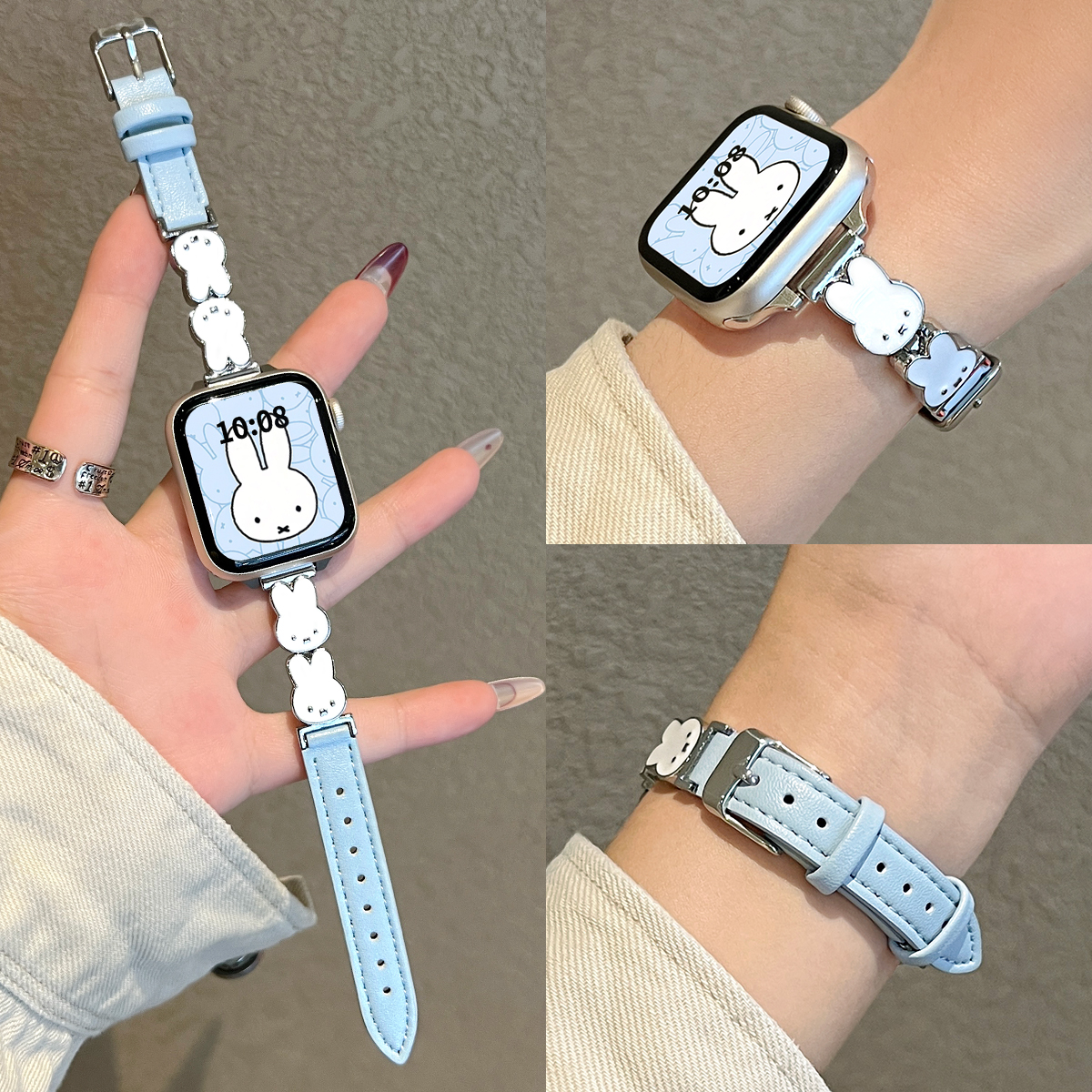 学长家新款创意米菲兔间皮表带女