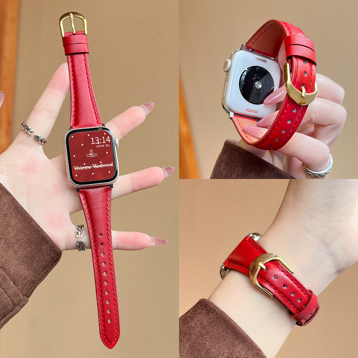 学长家新款创意超纤小蛮腰表带女