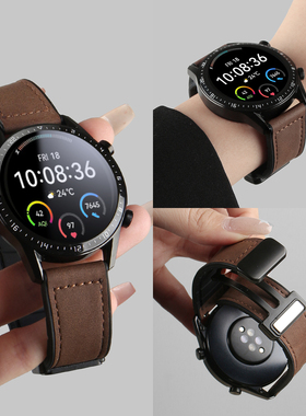 适用小米watchs4手表带疯马皮磁吸扣xiaomi watchs4sport智能运动手表链s3/2/1配件腕带真皮watch5男款高级感