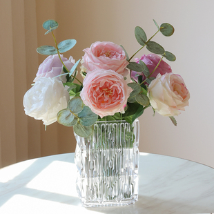 玫瑰花假花餐桌装饰品摆件花束彷真花轻奢摆设客厅高级花艺高端