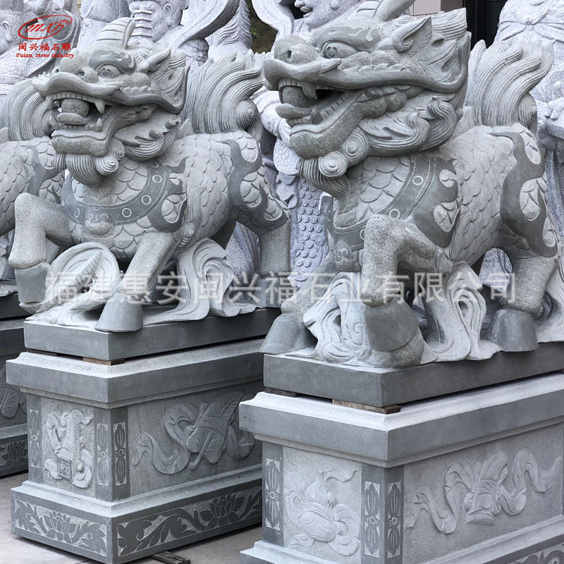 闽兴福石雕麒麟花岗岩青石麒麟汉白玉石麒麟神兽动物雕塑摆件
