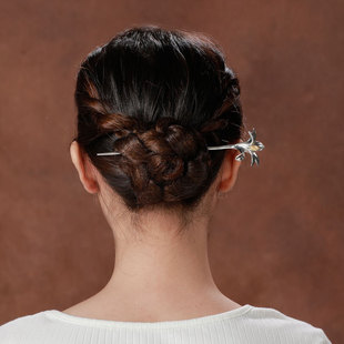 玉兰花发簪宫廷白金色步摇古风汉服旗袍发饰原创设计超仙簪子头饰