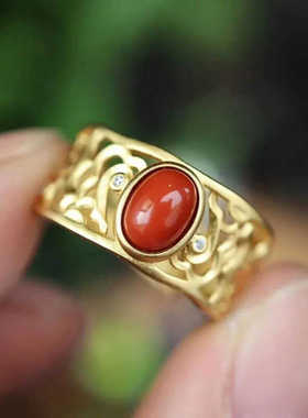 雕花镂空食指戒设计感