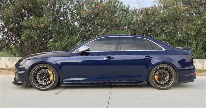 19奥迪a4l运动版s4 b10改装干碳纤维侧裙侧铲小包围前唇后唇尾翼