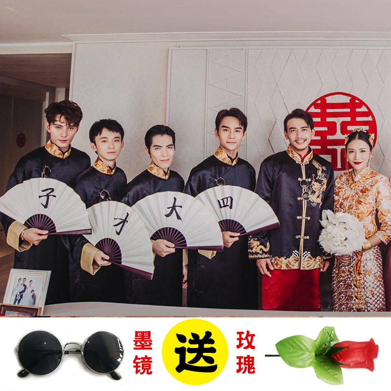 WANG KAI AND YANG SHUO BAGS ARE ALWAYS THE SAME CHINESE WEDDING GROOMSMENS COSTUMES WINTER WEDDING BROTHERS GOWNS DRESSES EMBROIDERED COATS