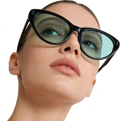 猫眼黑框UV400防晒可配近视墨镜