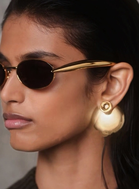 复古欧美朋克风墨镜UV400防紫外线辐射可配近视椭圆形太阳眼镜