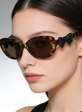 蝴蝶结装饰元素可拆卸猫眼墨镜UV400防紫外线辐射配近视太阳眼镜