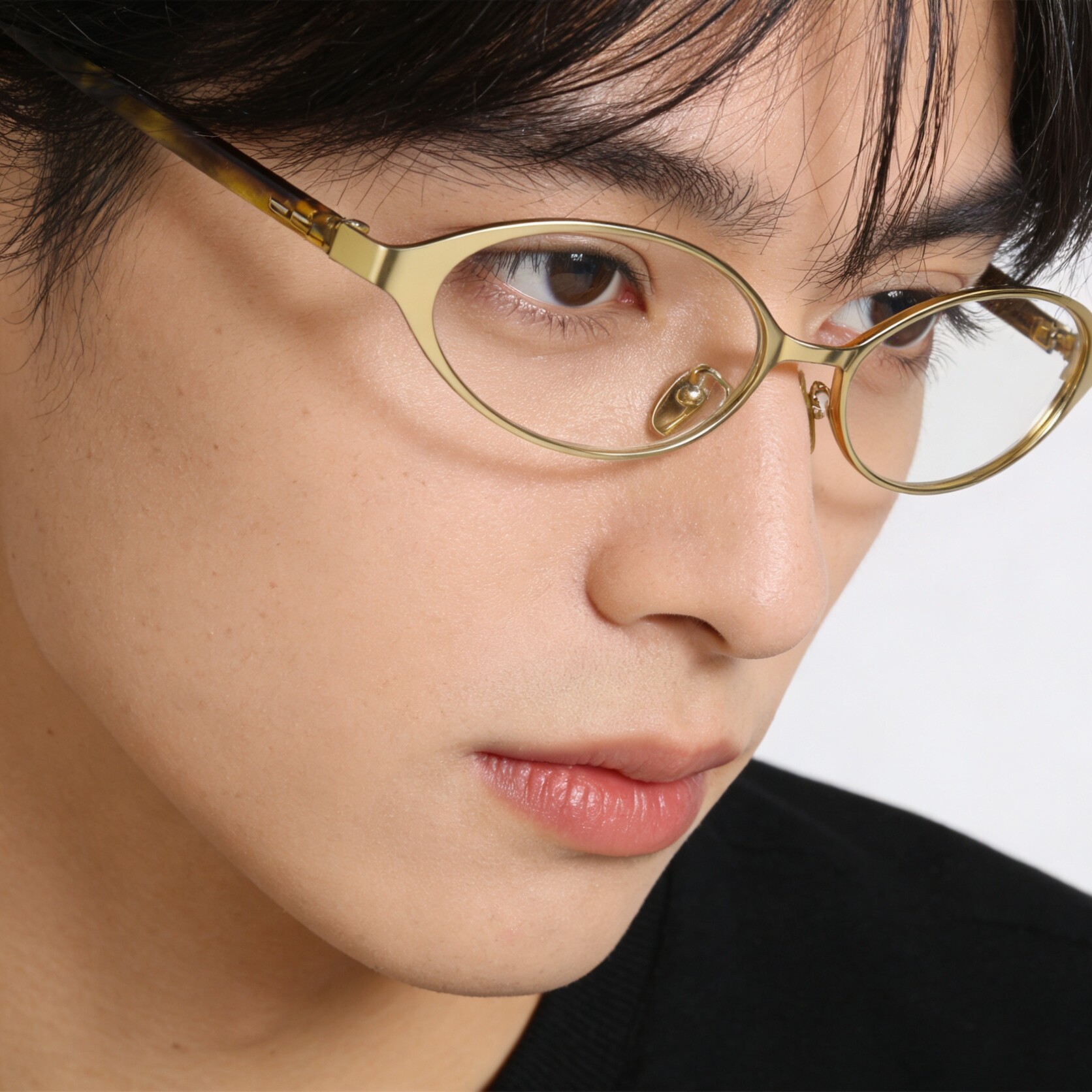 文艺复古金丝眼镜防蓝光椭圆形金属玳瑁镜腿可配近视平光眼镜框架