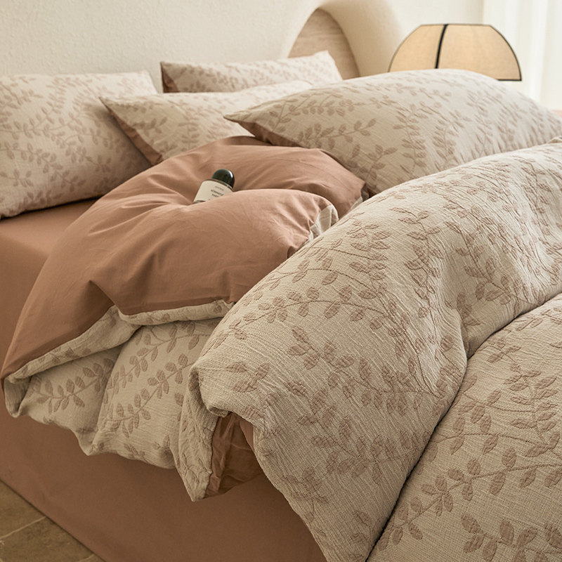 自然醒全棉三层纱磨毛四件套高档亲肤提花被套床单三件套床笠款,床上用品,床品套件/四件套/多件套,淘宝优惠券,粉丝福利购,淘宝优惠卷