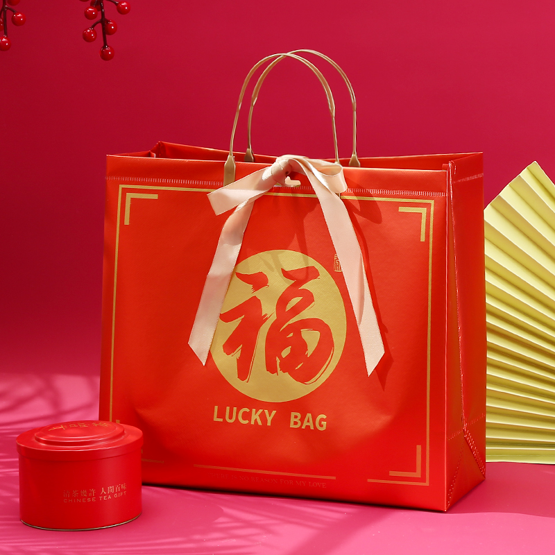 红色无纺布春节送礼手提袋子