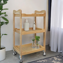 美容车小推车美容院专用皮肤管理实木三层工具车原木色置物架子