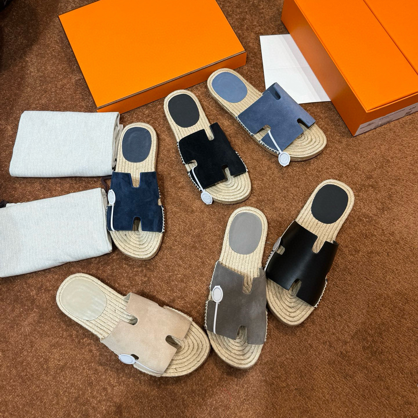 欧洲站2026夏季新款h家男士真皮草编渔夫拖鞋外穿休闲百搭凉拖鞋