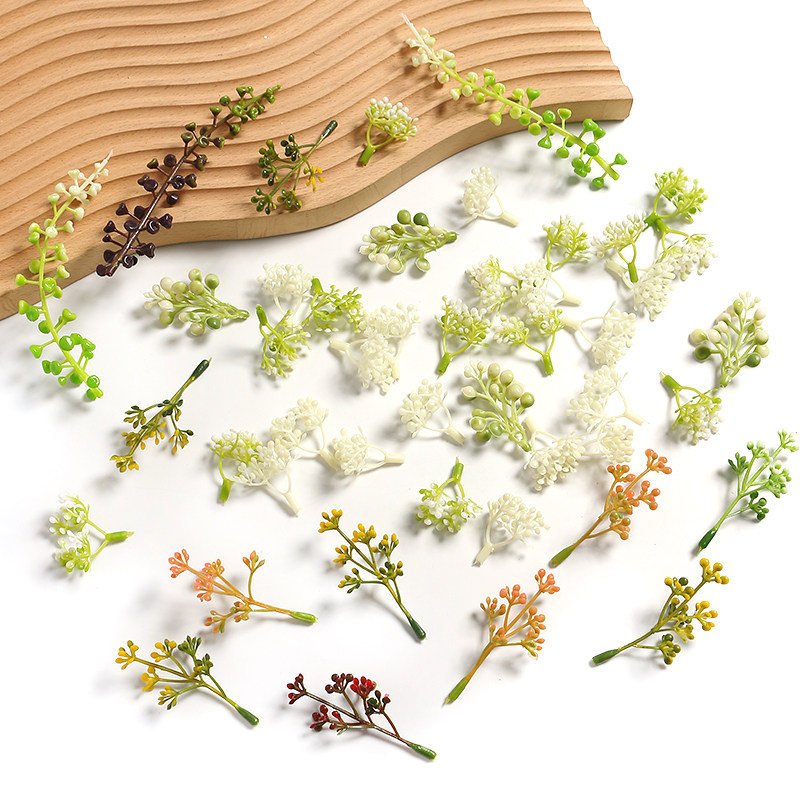 仿真植物绿叶 diy手工材料塑料果实装饰花环头饰背景墙草帽花配件