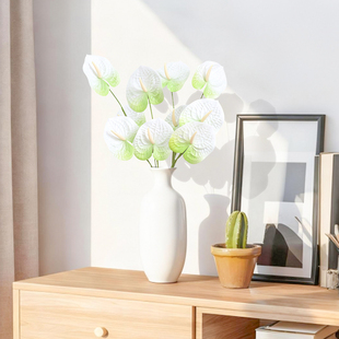 手感3D打印单支红掌假花仿真花摆设家居客厅装饰婚庆场景布置花艺