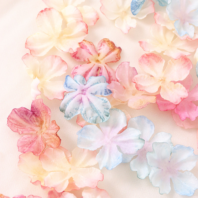 仿真焦边绣球花瓣 假花diy手工材料婚庆布置簪花草帽花装饰绢花