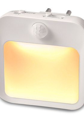 YOC夜灯插电夜灯无极调光导光板发光可调功能欧规 人体红外感应灯