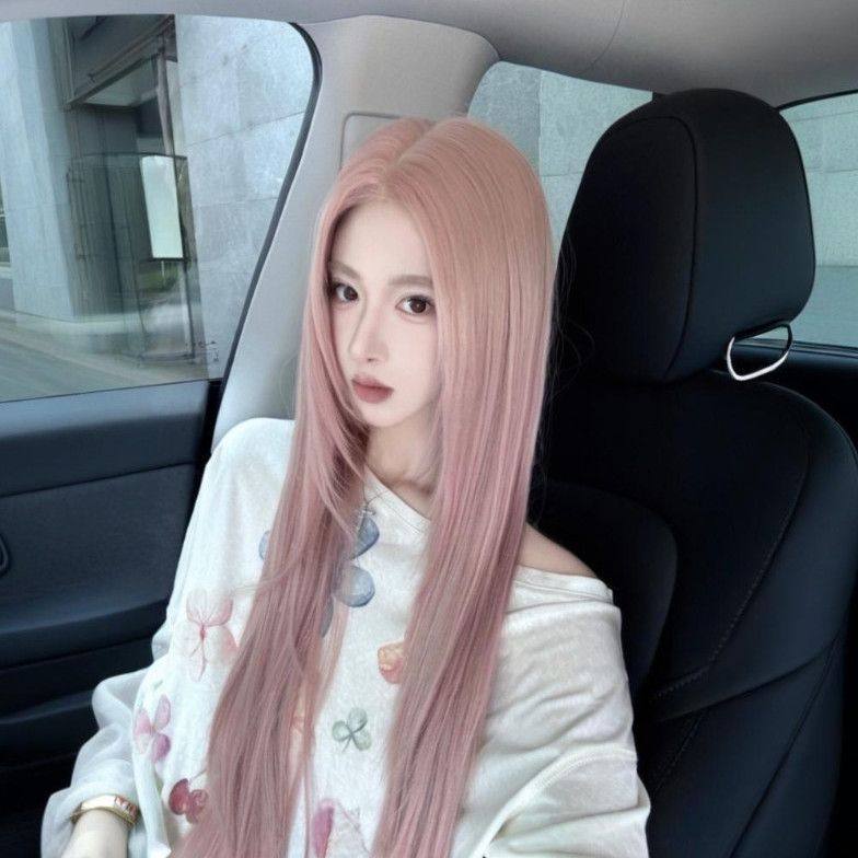 粉色假发女长直发辣妹全头套lolita洛丽塔中分高层次潮流全头套女