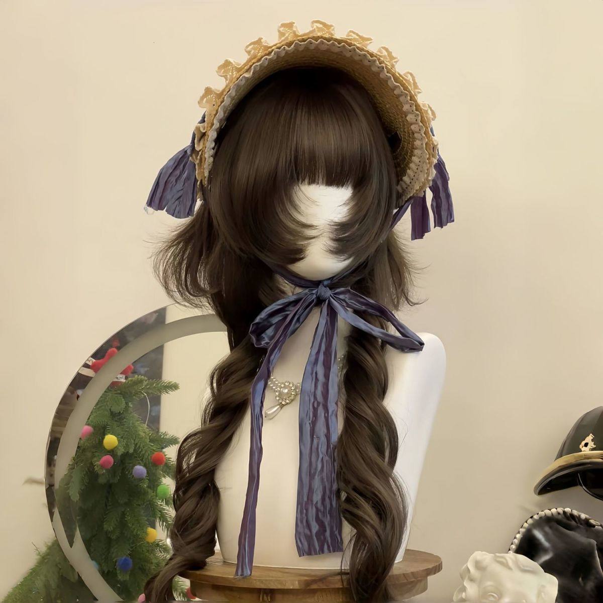 日系古早感水母头自然长卷发甜美日常修颜Lolita罗马卷全头套假发