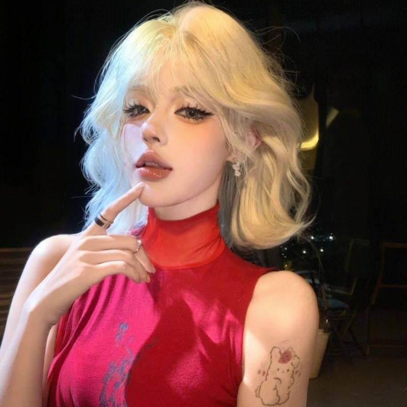 假发女白金色短卷发Lolita减龄仿真空气刘海短发羊毛卷整顶全头套