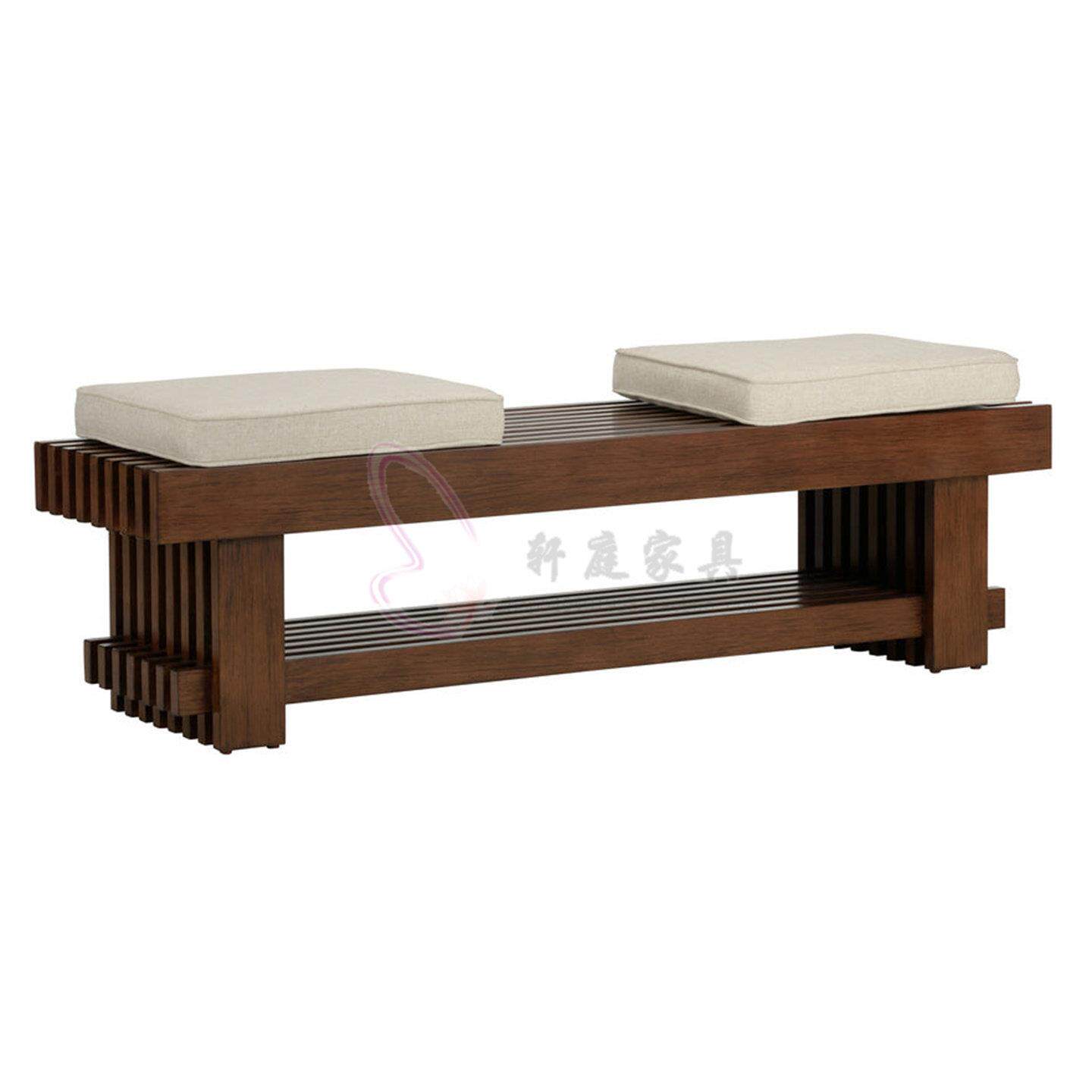 简约实木长凳床尾凳软包坐垫客厅卧室设计师商场休息长条凳换鞋凳