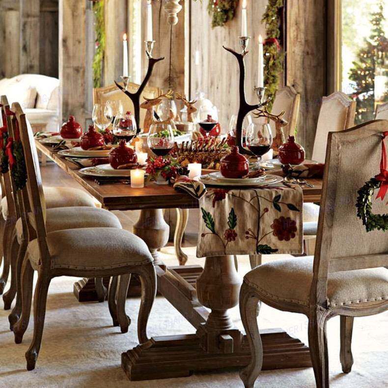 美式乡村实木餐桌别墅家用饭桌客厅长桌欧式复古长桌会议桌工作台