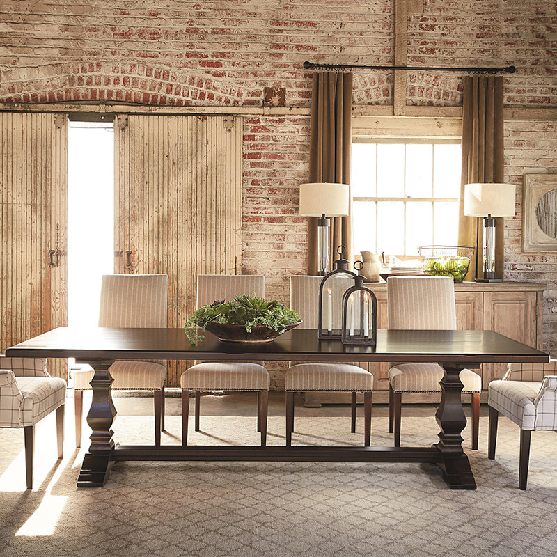 实木美式餐桌复古创意大板桌法式轻奢做旧长桌原木休闲家用会客桌