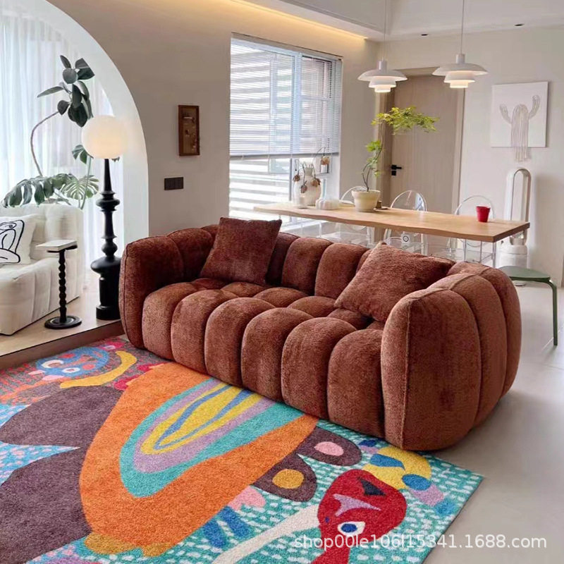 奶油风法式现代简约组合布艺轻奢客厅酒店平层售楼处直排南瓜