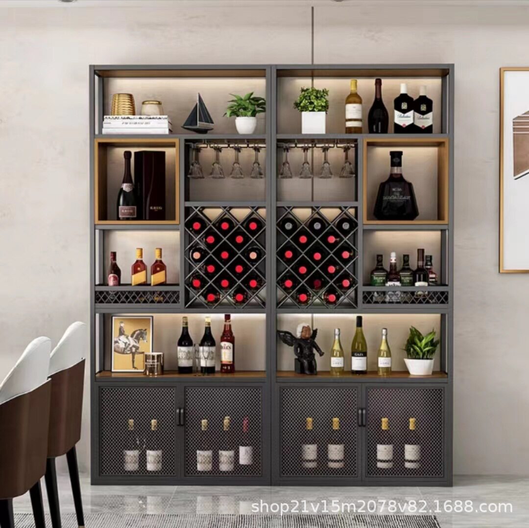 工业风复古酒架集装箱铁艺酒吧落地式多层货架展示架餐厅酒柜