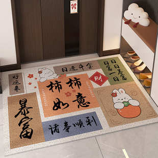 现代设计入户地垫长方形进门丝圈门垫室内玄关满铺耐脏防滑踩