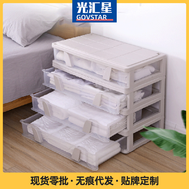 销塑料床底整理箱滑轮衣物玩具可叠加床底衣柜收纳箱家用收纳