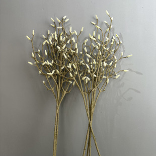 仿真玉兰枝红棉苞仿真花插花家居装饰玉兰花苞银柳枝中式婚庆道具