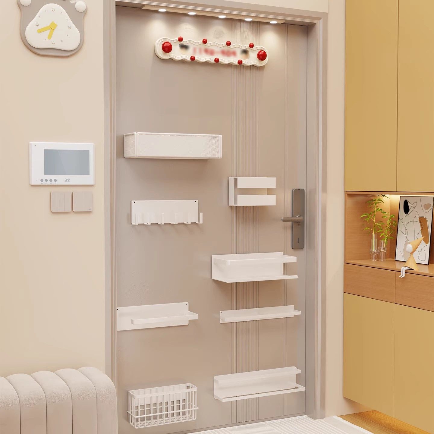 磁吸挂钩入户门雨伞收纳盒门后置物架鞋架放置包包衣帽纸巾壁挂架,收纳整理,收纳洞洞板,淘宝优惠券,粉丝福利购,淘宝优惠卷