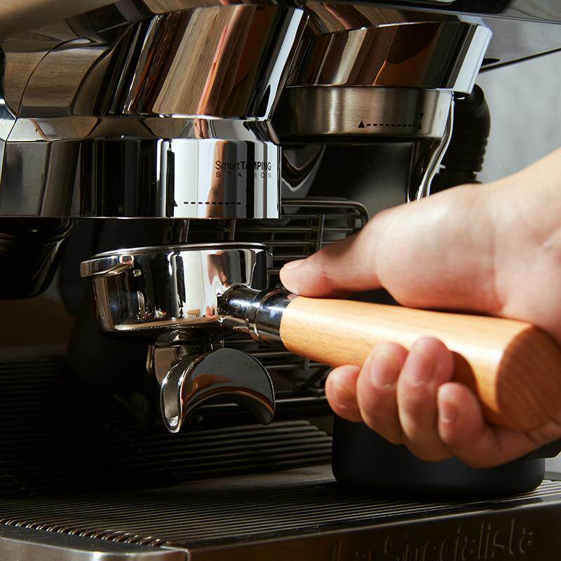 爱/宝实E6爱宝火箭1咖啡机手柄58m m不锈钢有底单双嘴 木把手咖啡