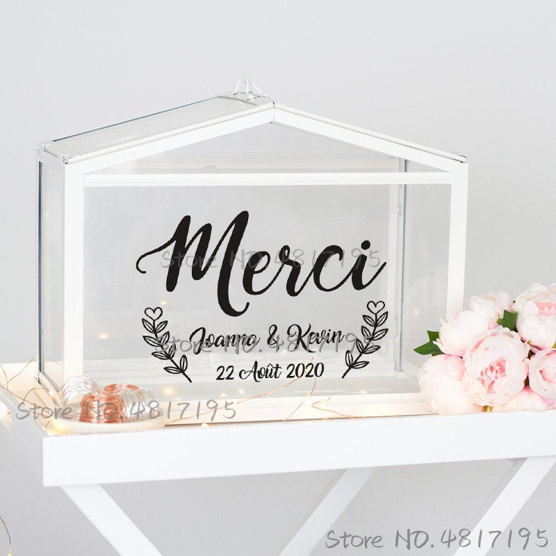wedding cards and gifts box vinyl sticker custom texts names
