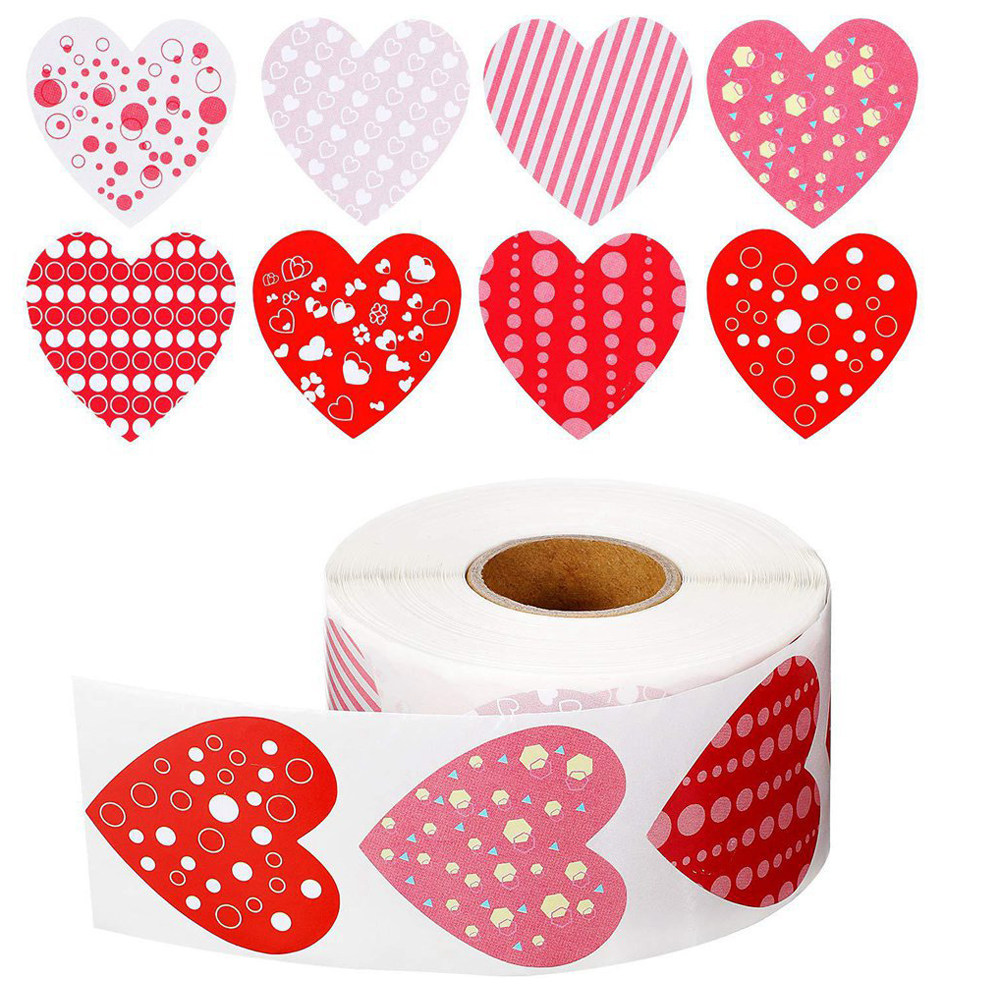 100-500pcs love heart shaped label sticker scrapbooking gift