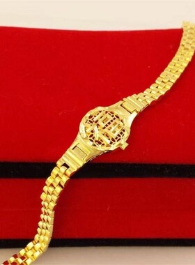 福字金色手链女士手表