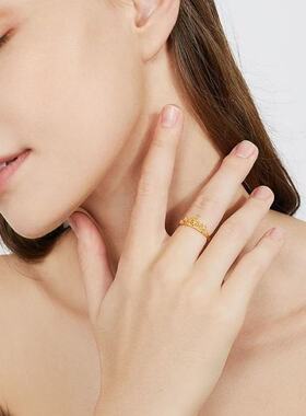 新款皇冠金色可调节韩版戒指