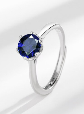 百搭天然蓝色托帕石戒指时尚简约