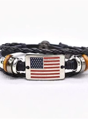 合金复古手链编织自由美国