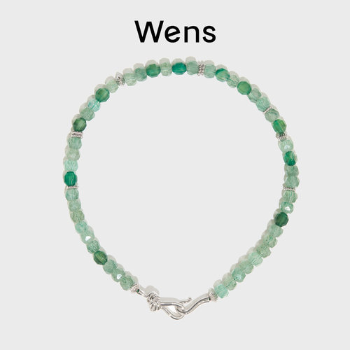wens绿玛瑙绿草莓晶串珠女项链